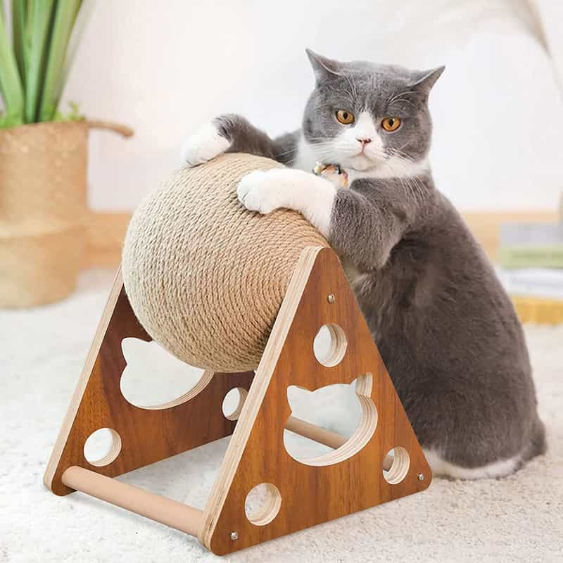 Jucărie de zgâriat pentru pisici, minge de zgâriat pentru pisici din sisal natural